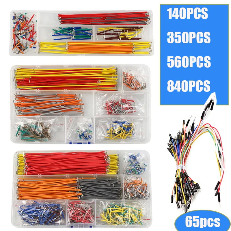 Breadboard Jumper Wire - 65/140/350/560/840 Pz/scatola Kit di cavi per