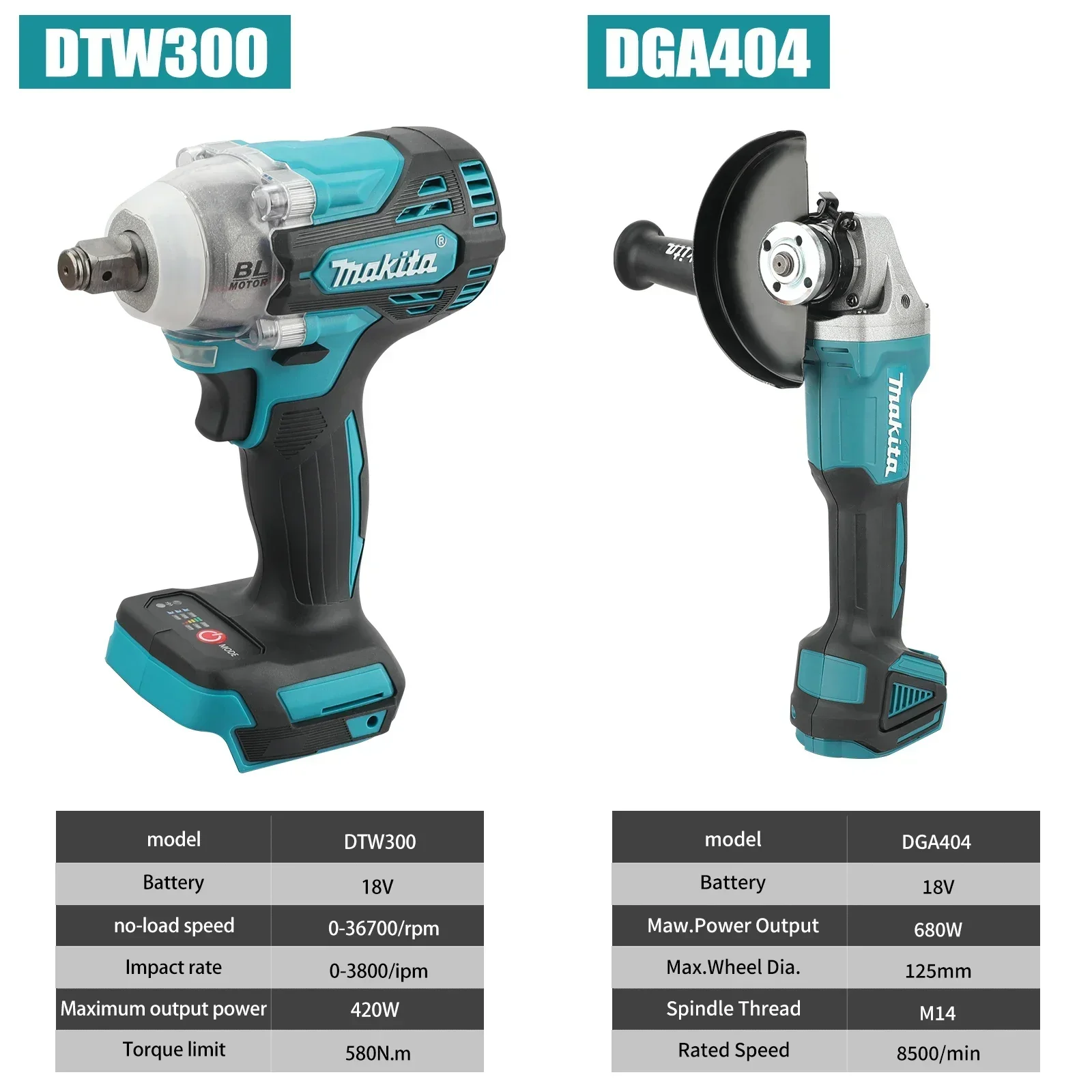Makita DTW300 DGA404: set comb - Makita Drill Dtw300 recensione e prezzo